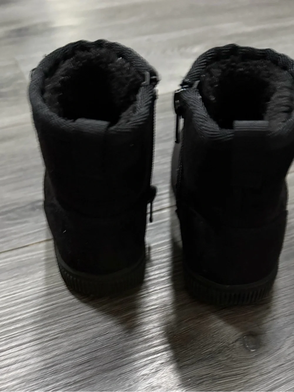Cat & Jack Black Suede-Look Ankle Booties with Side Zip